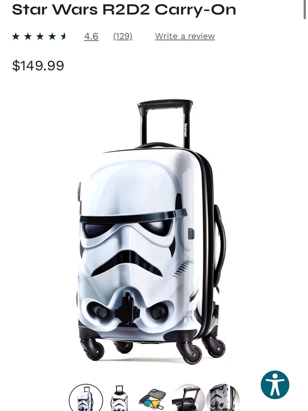 American Tourister Kids Star Wars Stormtrooper Carry-On - White & Black